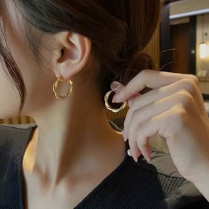 Boucles d'oreilles - Acier Inoxydable - Torsadées - Doré élégant - Hypoallergéniques - Légères