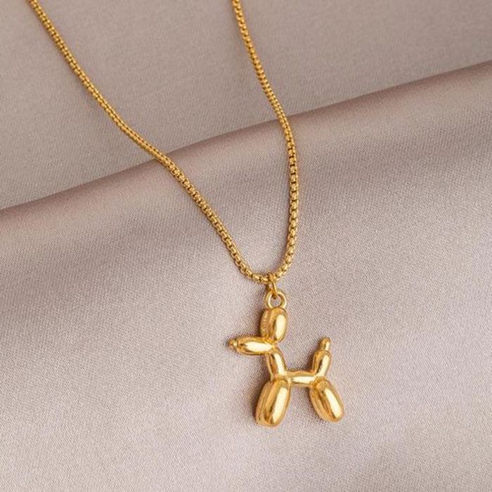 Collier pendentif en acier inoxydable pour filles, mignon, caniche, chien