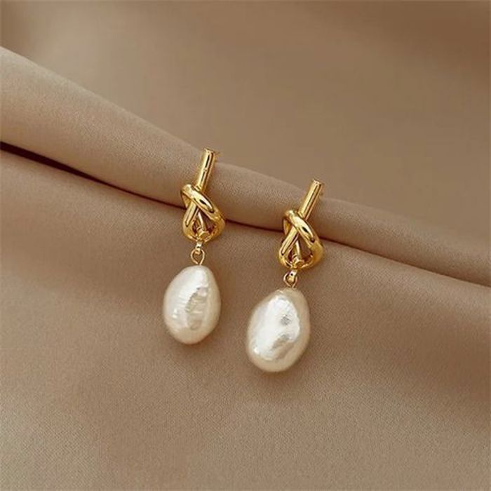 Boucles d'oreilles en perle plates épissées Mode Coréenne bijoux luxe pour femme