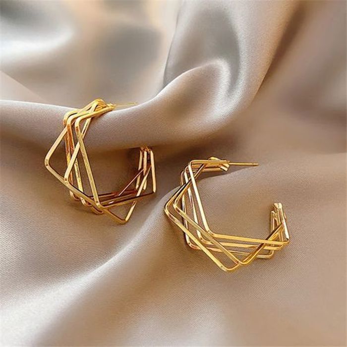 Boucles d'oreilles - GENERIC - Huggie - Plaqué or - Forme géométrique - Luxe