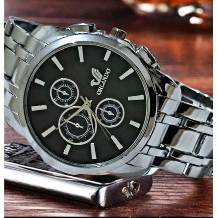Montre - ORLANDO - Orlando Montre Hommes - Quartz - Ronde - Tendance Noir-Argent