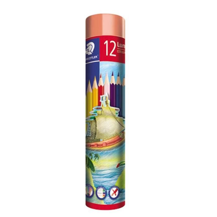 12 crayon couleur luna boite cylindrique