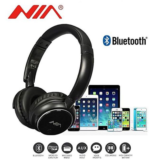 Nia Casque bluetooth stereo ,TF card play ,FM radio Audio input , 4 in 1 Headphones.