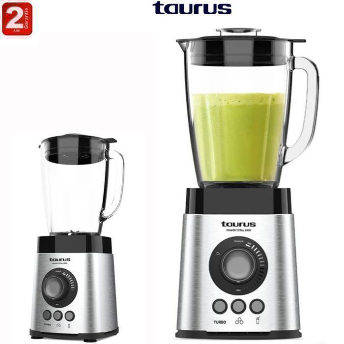 Blender Mixeur Bol en verre  2 vitesses + turbo - 2000  W/2.2 L - 6 lames