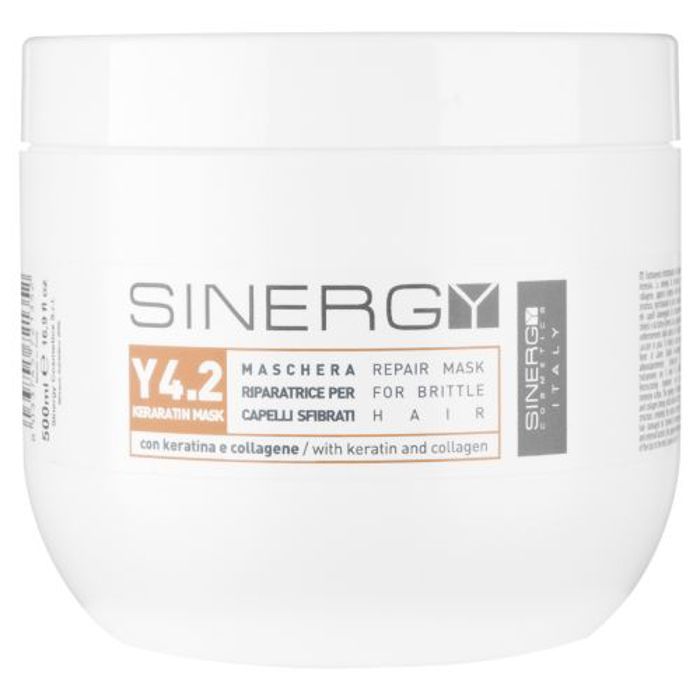 Masque à la kératine - Sinergy - 500 ml - Réparation cheveux abîmés - Hydratation - Protection