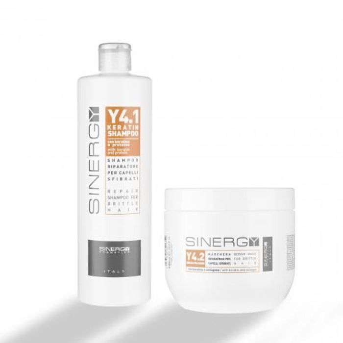 Shampoing et masque à la kératine - Sinergy - Y4 - 150 ml - Cheveux abîmés - Réparateur