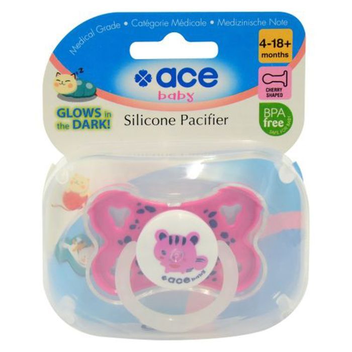 Ace Baby Sucette Ice Baby Papillon Glow-in-the-dark 4-18 mois rose