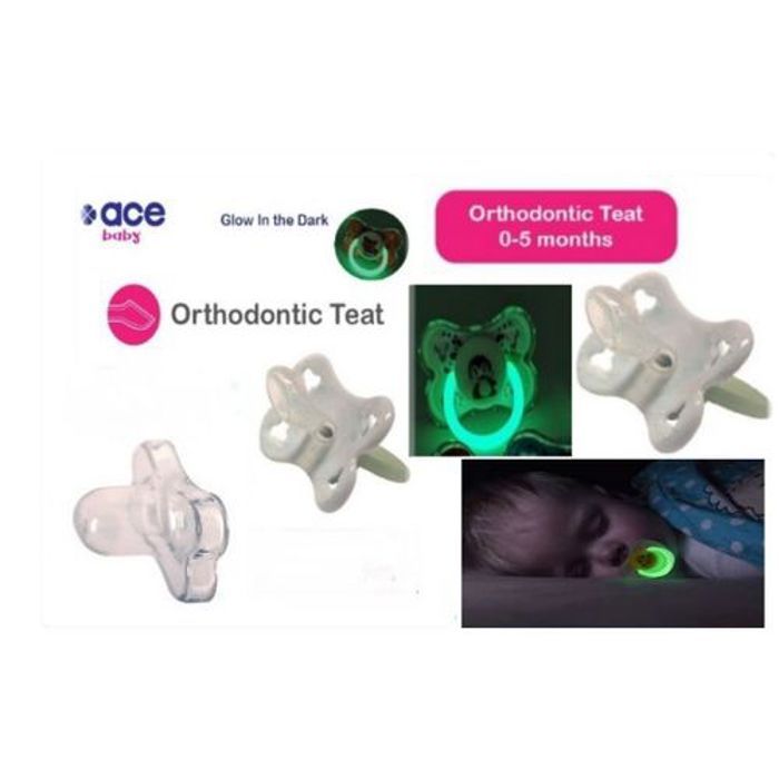 Ace Baby Sucette Sucette (Orthodontique / Orthodontique Symétrique) En Forme de Papillon Glow in the Dark 5-18 mois