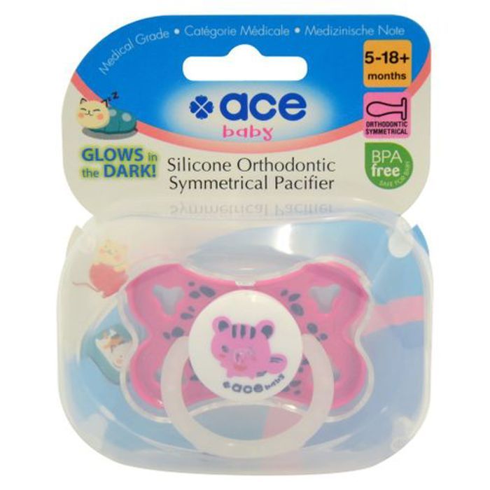 Ace Baby Sucette Ice Baby Papillon Glow-in-the-dark 5-18 mois rose