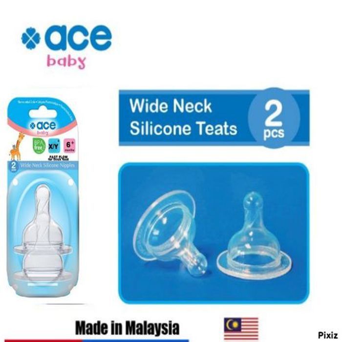 Ace Baby Tétines / tétines à col large (1X2 PCS) Puting Susu Wide Neck (Anti-Colic) X/Y 6 MON