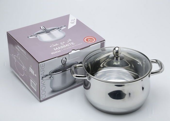 MARMITE EN ALUMINIUM AVEC COUVERCLE EN VERRE 6,1L