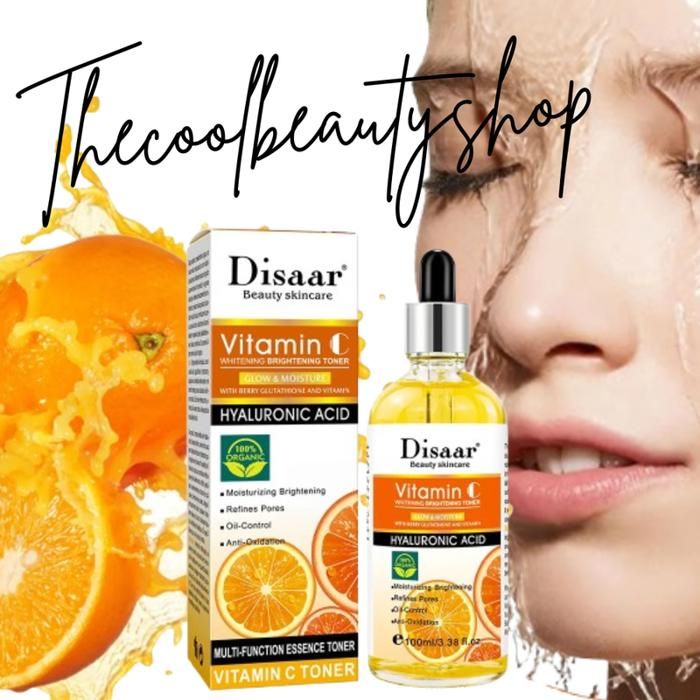 Toner pour le visage - DISAAR - 100ml - Hydratant - Éclaircissant - Vitamine C et Acide Hyaluronique