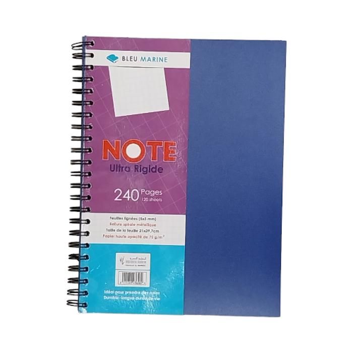 CAHIER SPIRALE A4 5X5 240P COVER EN POLYPRO