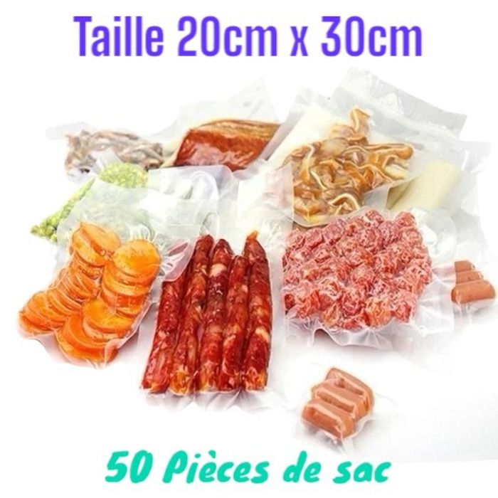 Sac Sous Vide Alimentaire 50 Sachets 20 x 30 cm pour Machine sous vide alimentaire - Sacs à Faire le Vide d'air Gaufrés