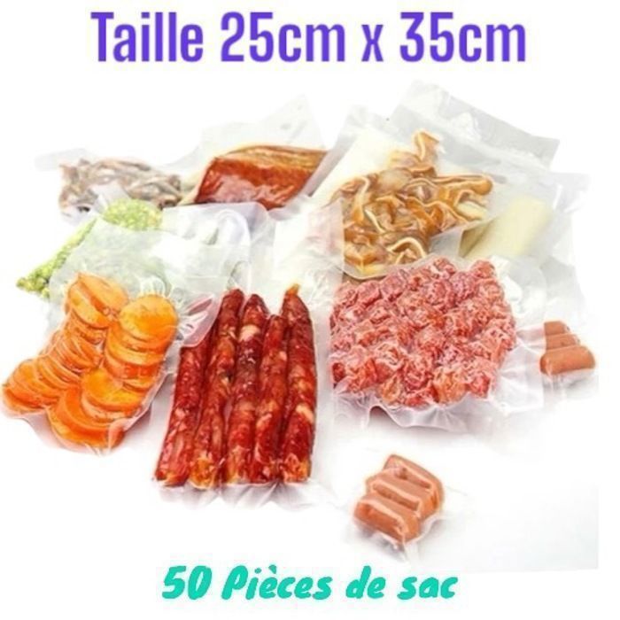 Sac Sous Vide Alimentaire 50 Sachets 25 x 35 cm pour Machine sous vide alimentaire
