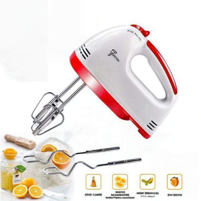 Kraft line Mixeur Mélangeur Stéréo 7 Vitesses 2 Fouets et 2 Crochets à Pâte