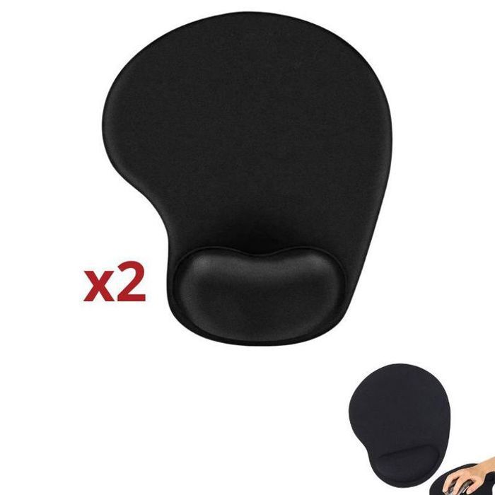Pack de 2 Tapis Souris Repose Poignet, Avec Repose-Mains En Gel - Ergonomique- Pour Ordinateur