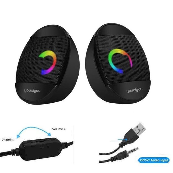 youaiyou Haut parleur G600 haute qualité USB 2.0 Ordinateur PC Smartphones RGB Lumière
