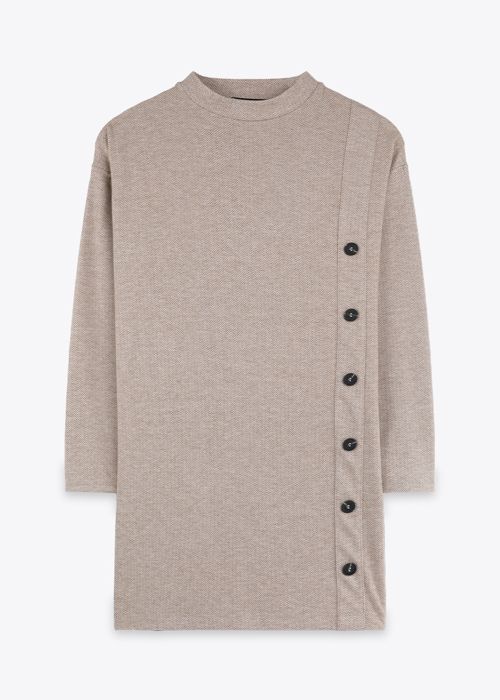 Robe Courte Bouton Cote - Camel Chevron - Marwa