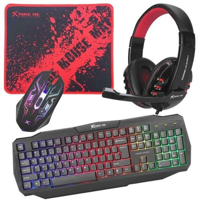 Xtrike Combo 4-in-1 CM-406 Clavier, Souris, Casque et Tapis de souris