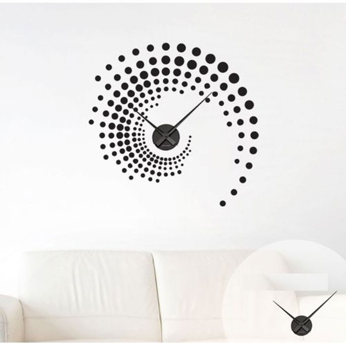 Horloge murale spirale miroir décoratif adhésif cercle pour décoration Maison