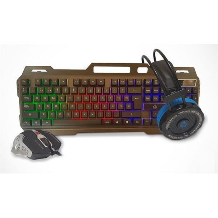 Jedel Pack Gaming 3 En 1 Casque Plus  Souris et Clavier LED