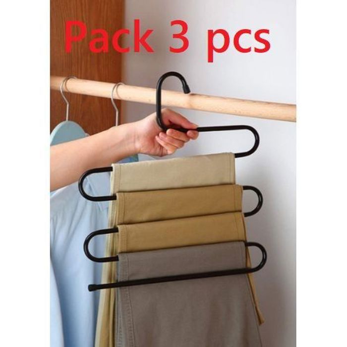 Cintres Pantalons - GENERIC - Pack de 3 - Acier Inoxydable - Multi-usage - Économiseur d'Espace