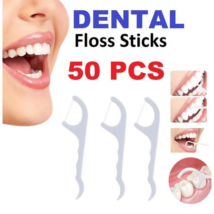 Lot de 50 Bâtons De Fil Dentaire Pour Cure-Dents
