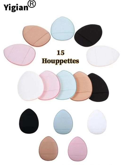Éponges À Poudre ,Lot de 15 Mini Houppettes Triangulaire , Couleurs Aléatoires.