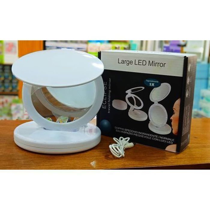 Miroir Pliable à LED - GENERIC - 5X Grossissant - Lumière Naturelle - Compact - Sans Fil