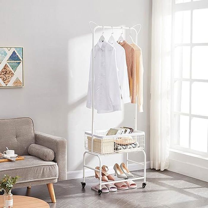 Portant à vêtements - BLANC - Métal - 170 cm - Élégance - Autonome