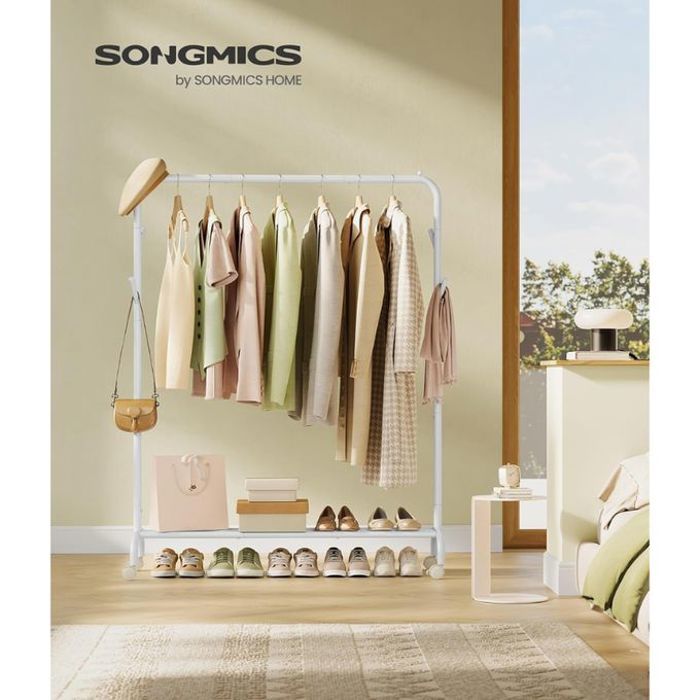 Portant à Vêtements - SONGMICS - Acier - Charge 50 kg - 4 Roulettes - Rangement Polyvalent