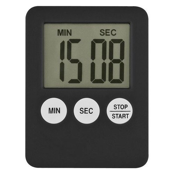 Minuterie de cuisine - GENERIC - Écran LCD carré - Alarme magnétique - Plastique ABS - Noir