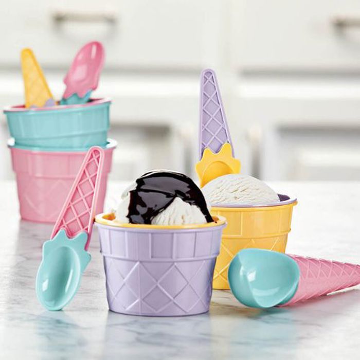 Set de service pour glace - Qlux - 9 pièces - Couleur pastels bonbons - Design contemporain