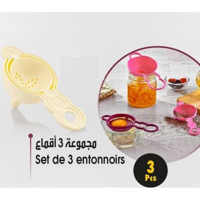 Ensemble de pâtisserie - Qlux - 3 pièces - Mini tamis - Passoire à œufs - Entonnoir