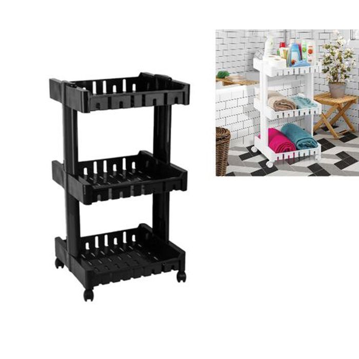 Chariot de rangement - GENERIC - 3 étages - Plastique durable - Avec roulettes - Blanc