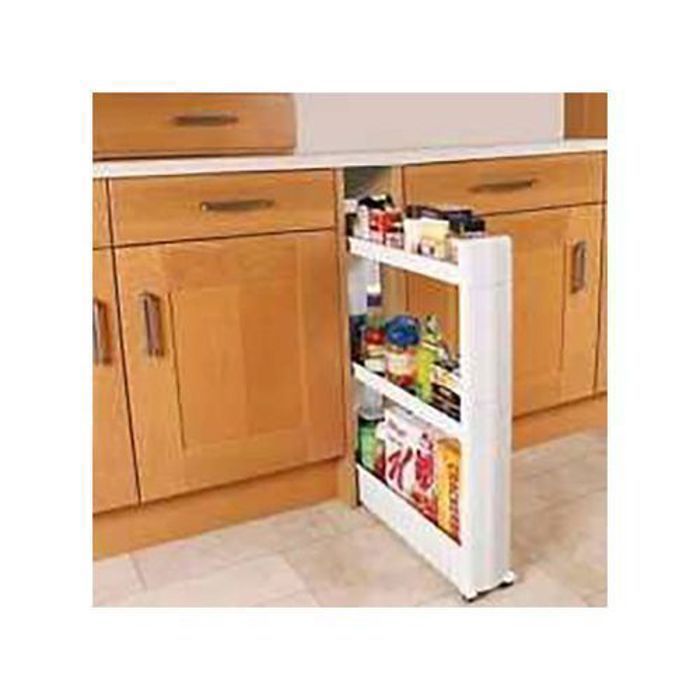 Chariot de rangement - Blanc - 3 étagères - Roulettes - Cuisine - Salle de bains