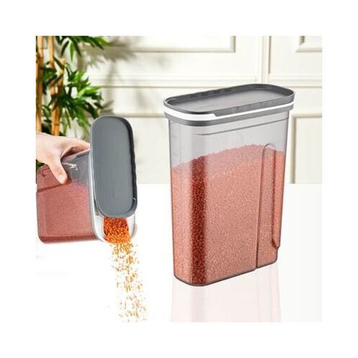 Boîte de Céréales - Qlux - 2,7 L - Double Couvercle - Poignée Ferme - Transparent