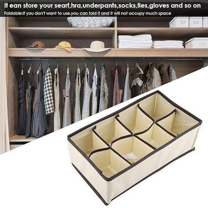 Boîte de Rangement Avec 8 Compartiments Pour Armoire ou Tiroir