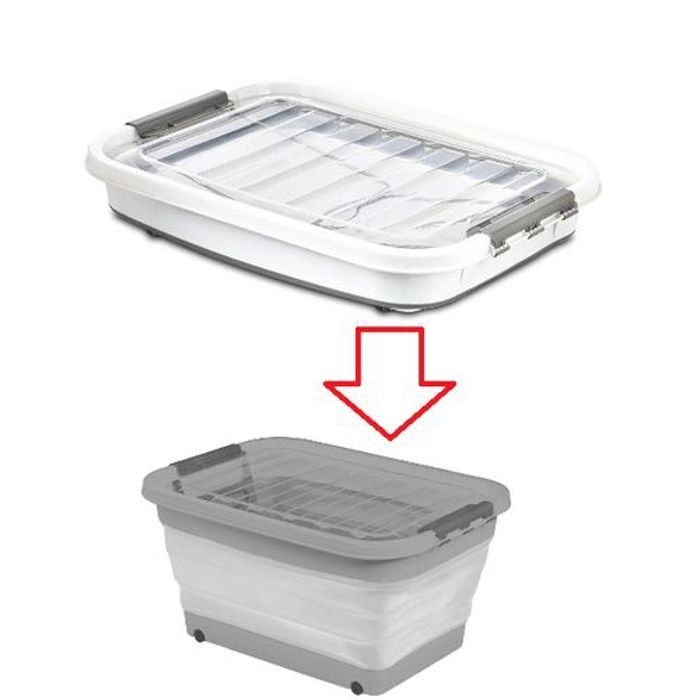 Boîte de Rangement Pliable - BEE HOME - 45 LT - Silicone - Roulettes - Écologique