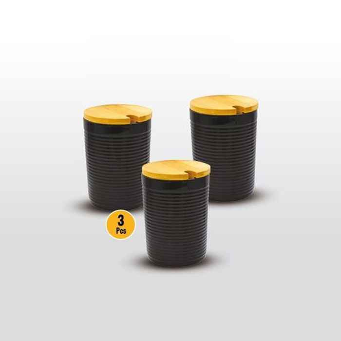 Set De 3 Boites En Porcelaine Avec Couvercle En Bambou