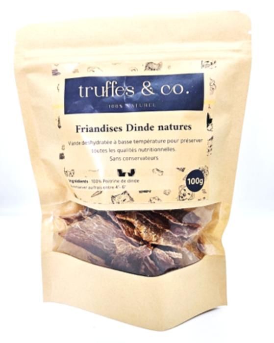 Friandise - TRUFFES & CO - Dinde Nature - 100g - Riche en Protéines - Source de Phosphore