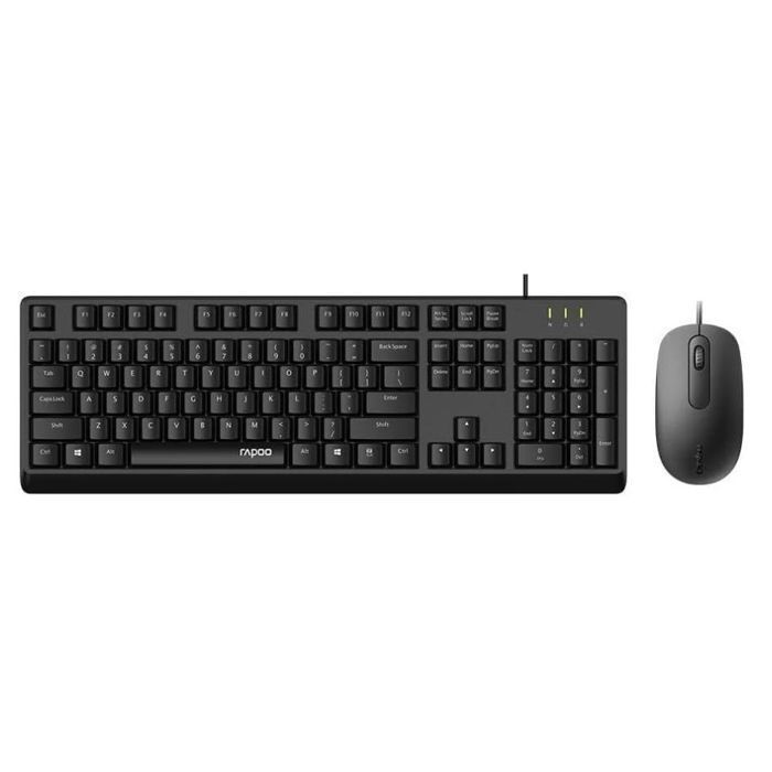 Combo Clavier/Souris Filaire - RAPOO - X130PRO - Résistant aux Éclaboussures - 1000 DPI - Confort de Frappe