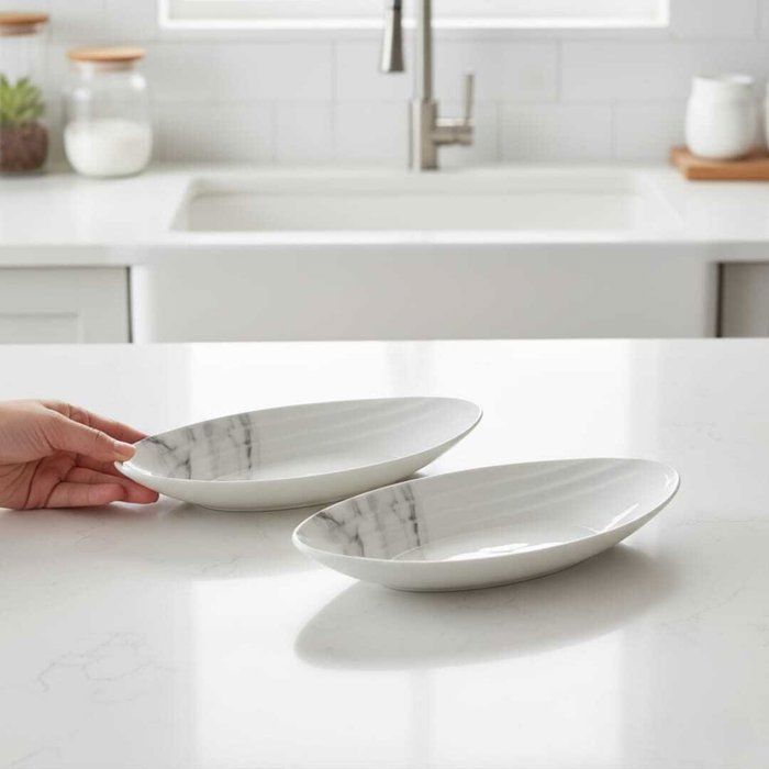 Assiette - AYA HOME - Plat Oval - Porcelaine blanche - 29x11 cm - Lot de 2 pièces