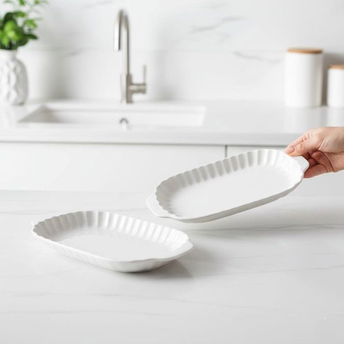 Assiette - GM - Rectangulaire - Porcelaine - 2 pièces - 28/16cm-vaisselle compatible