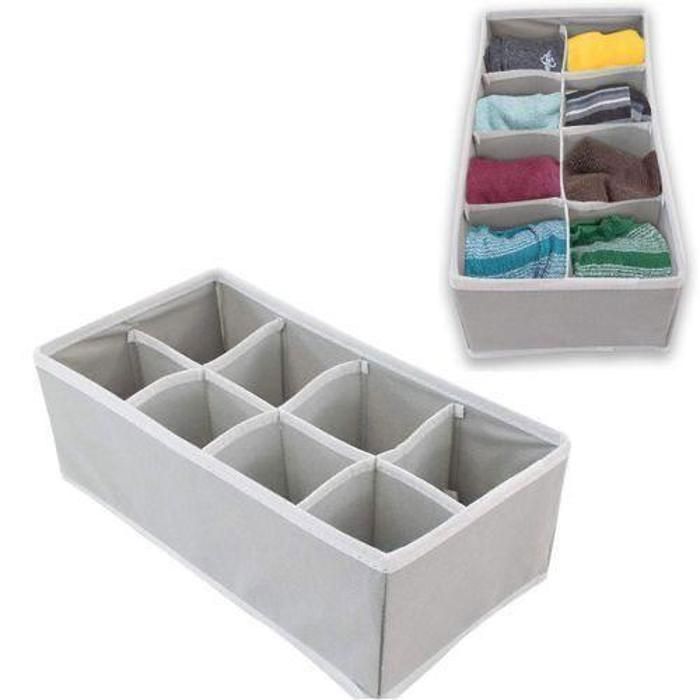 Rangement de sous-vêtements - AYA HOME - 8 trous - Couleur gris - Tissu non tissé - Pliable
