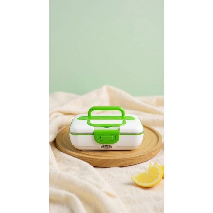 Lunch Box Chauffante Électrique - AYA HOME - 3 Compartiments - Inox Amovible - 600ml - Blanc et Vert