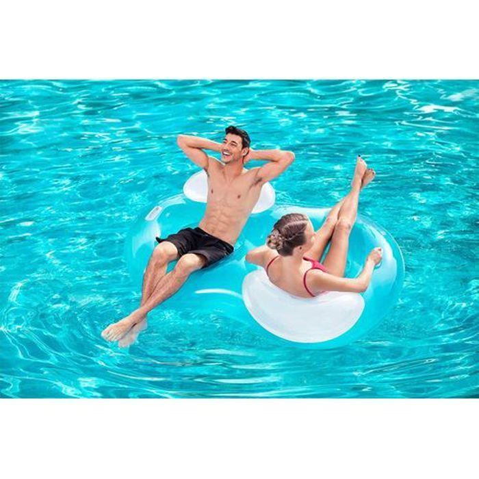 Bouée - BESTWAY - Double Ring - 2 places - Dossier confortable - PVC rond 188x117 cm