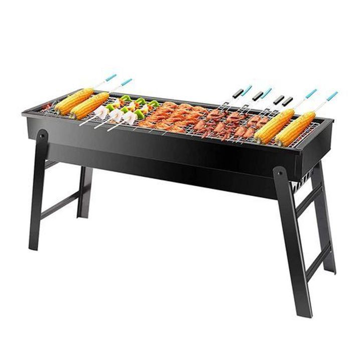 Barbecue Au Charbon de Bois  Pliable En Plein Air Camping en Acier Inoxydable 60X33X23 Cm