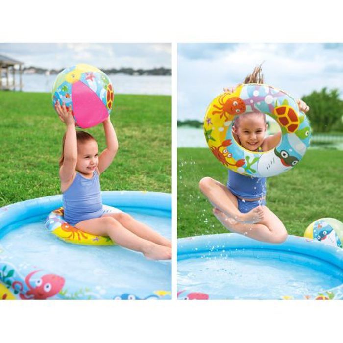 Bestway Set de Piscine Plus ballon et cercle de jeux 1.22m x H 20cm Pour Enfants +3 Ans